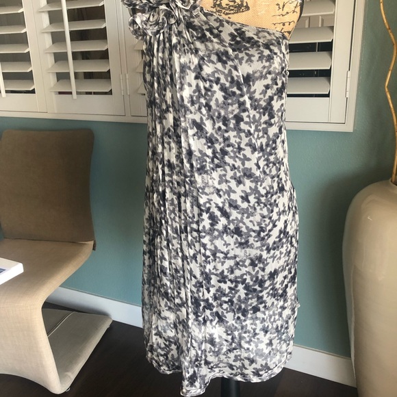 Leon Max Printed One Shoulder Ruffle Dress Silk - Picture 2 of 12